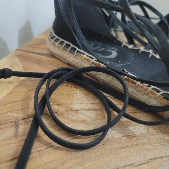 Sam Edelman Circus Lilly black stripe espadrille lace up flats - Picture 4 of 11